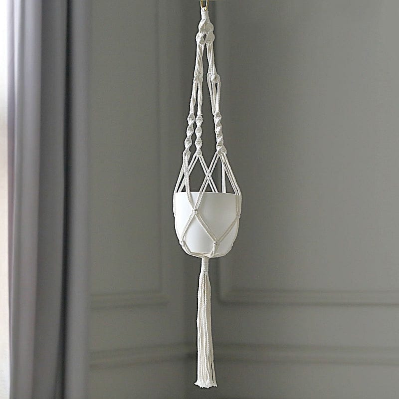 2 Cotton Ropes Macrame Indoor Pot Holders Planter Hanger - Ivory PLNT_HANG_COT_001_WHT
