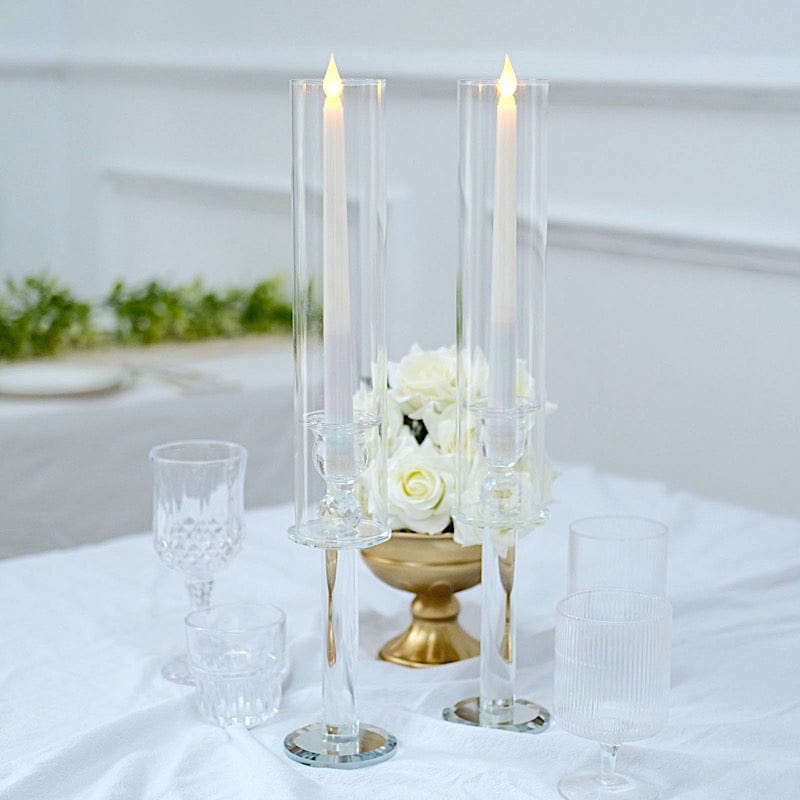 2 Crystal Glass Wedding Party Centerpieces Candle Holders - Clear
