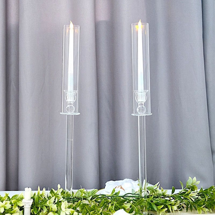 2 Crystal Glass Wedding Party Centerpieces Candle Holders - Clear