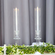 2 Crystal Glass Wedding Party Centerpieces Candle Holders - Clear