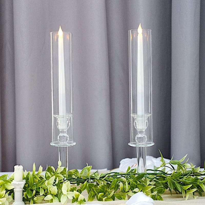 2 Crystal Glass Wedding Party Centerpieces Candle Holders - Clear