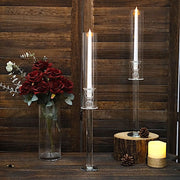 2 Crystal Glass Wedding Party Centerpieces Candle Holders - Clear