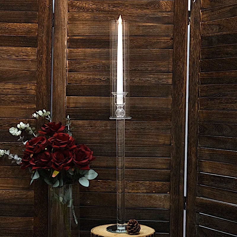 2 Crystal Glass Wedding Party Centerpieces Candle Holders - Clear