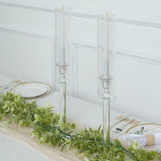 2 Crystal Glass Wedding Party Centerpieces Candle Holders - Clear
