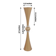 2 Crystal Trumpet Flower Vase Table Centerpieces - Gold