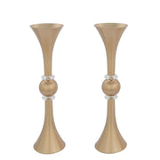 2 Crystal Trumpet Flower Vase Table Centerpieces - Gold PLST_VASE_B01_20_GOLD