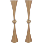 2 Crystal Trumpet Flower Vase Table Centerpieces - Gold PLST_VASE_B01_30_GOLD