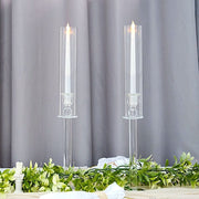 2 Crystal Wedding Party Centerpieces Candle Holders - Clear