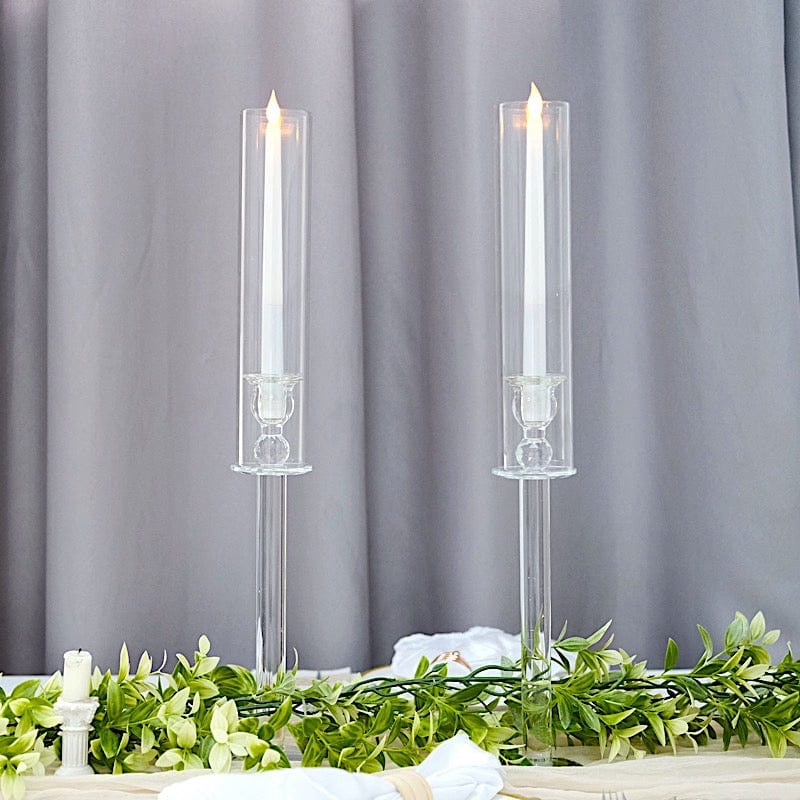 2 Crystal Wedding Party Centerpieces Candle Holders - Clear