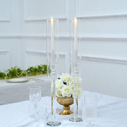 2 Crystal Wedding Party Centerpieces Candle Holders - Clear