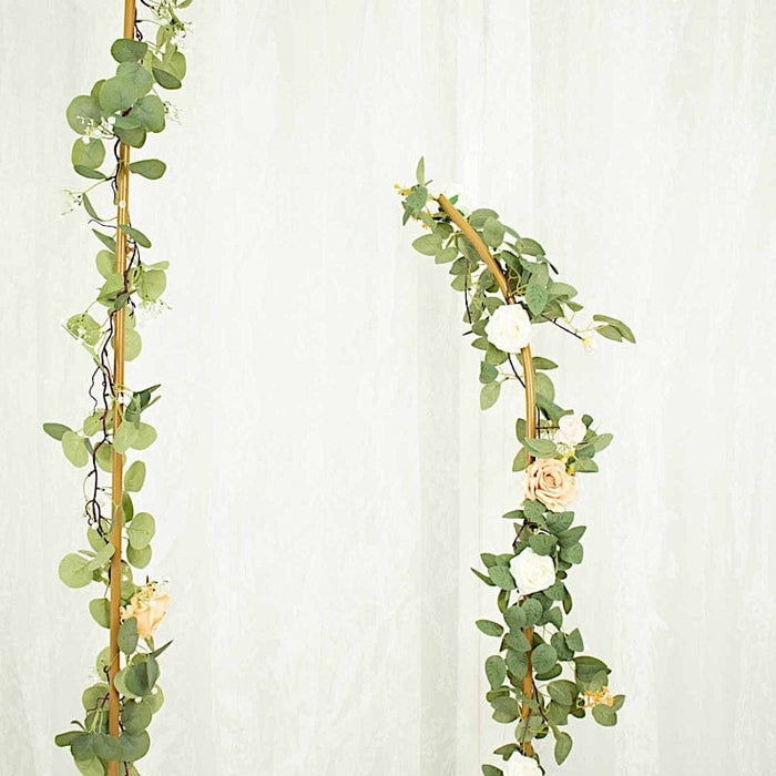 2 Curved Top Metal Floral Display Frames Wedding Arch Backdrop Stand Set - Gold IRON_STND12_SET_GOLD