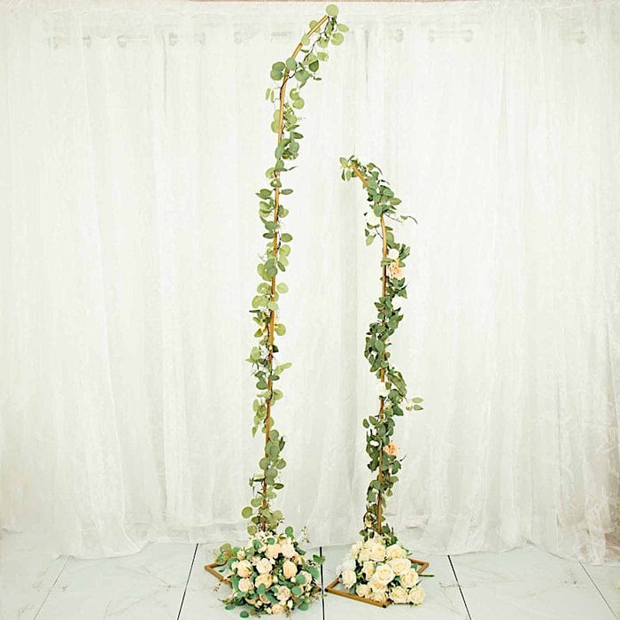2 Curved Top Metal Floral Display Frames Wedding Arch Backdrop Stand Set - Gold IRON_STND12_SET_GOLD