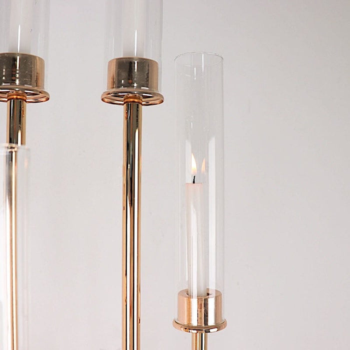 2 Crystal Clear Glass Hurricane Taper Candle Holders Cylinder Shades