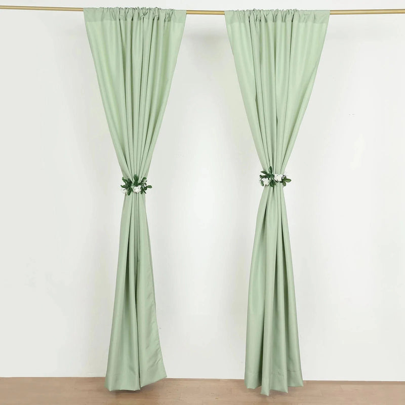 2 Drapery Panels 8 ft Polyester Backdrop Curtains with Rod Pockets