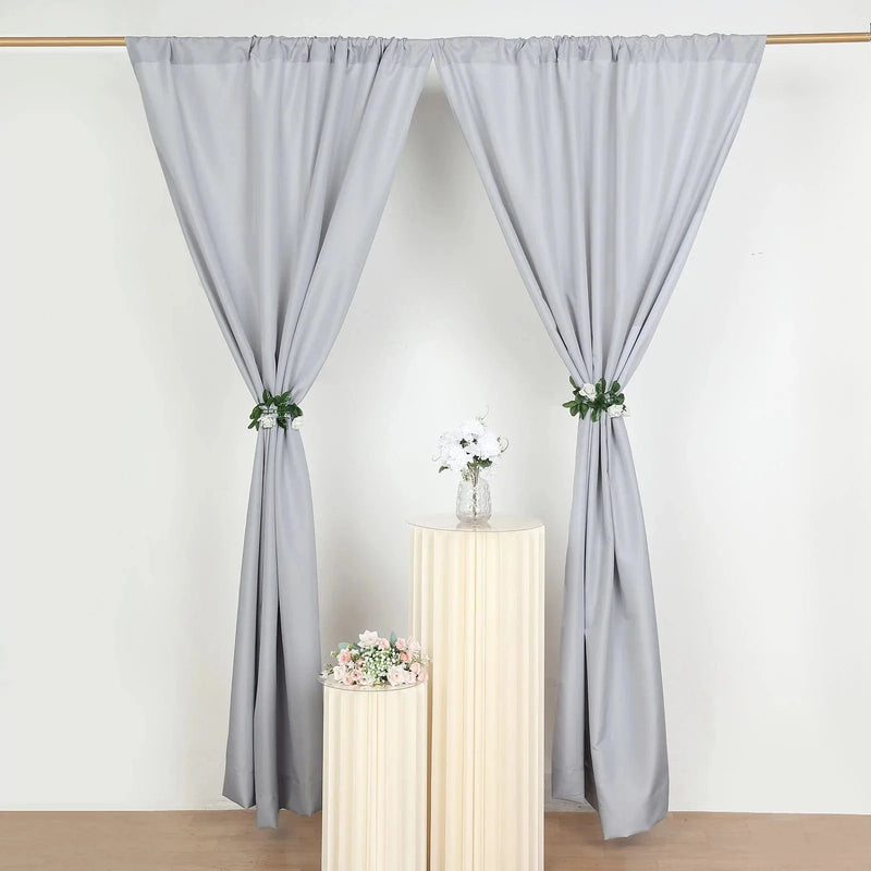 2 Drapery Panels 8 ft Polyester Backdrop Curtains with Rod Pockets