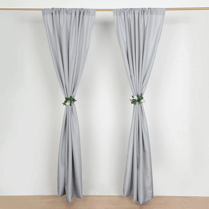 2 Drapery Panels 8 ft Polyester Backdrop Curtains with Rod Pockets