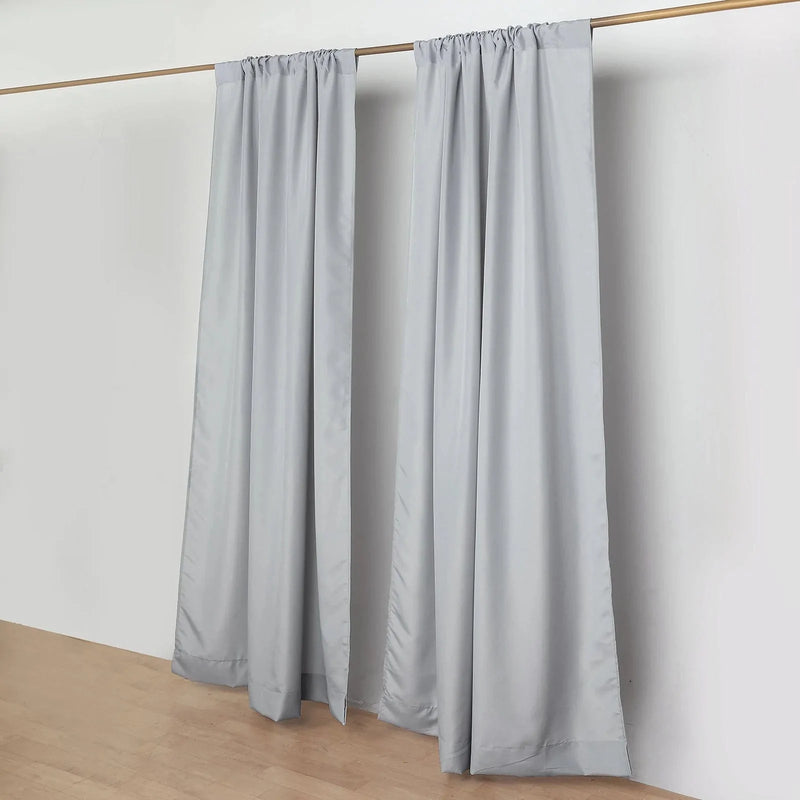 2 Drapery Panels 8 ft Polyester Backdrop Curtains with Rod Pockets