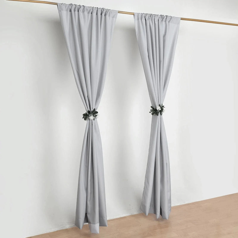 2 Drapery Panels 8 ft Polyester Backdrop Curtains with Rod Pockets