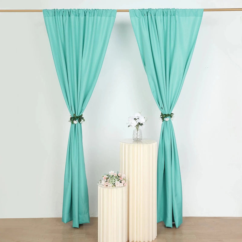 2 Drapery Panels 8 ft Polyester Backdrop Curtains with Rod Pockets
