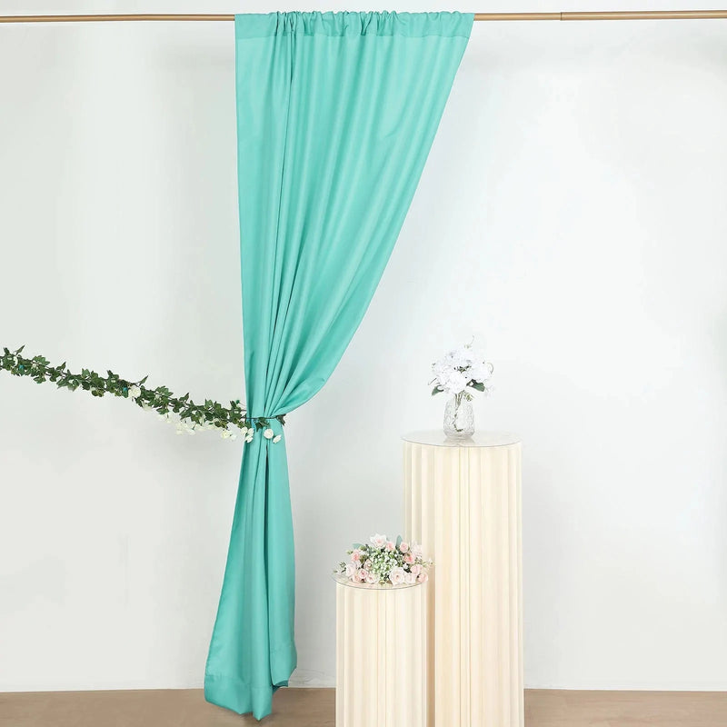 2 Drapery Panels 8 ft Polyester Backdrop Curtains with Rod Pockets