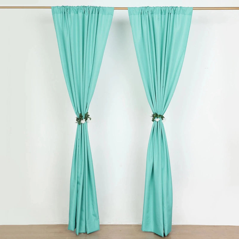 2 Drapery Panels 8 ft Polyester Backdrop Curtains with Rod Pockets