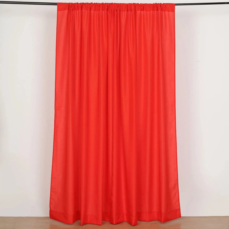 2 Drapery Panels 8 ft Polyester Backdrop Curtains with Rod Pockets CUR_PANPOLY_5X8_RED