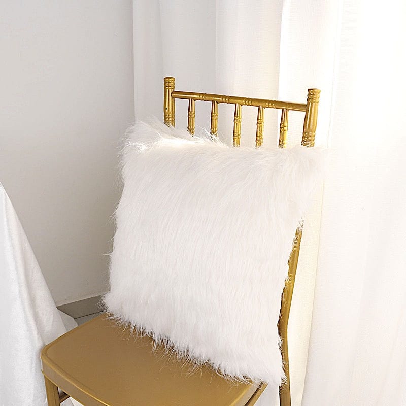 2 Fur 18" x 18" Square Sheepskin Throw Pillow Covers - White FURN_PLW_FUR01_18_WHT