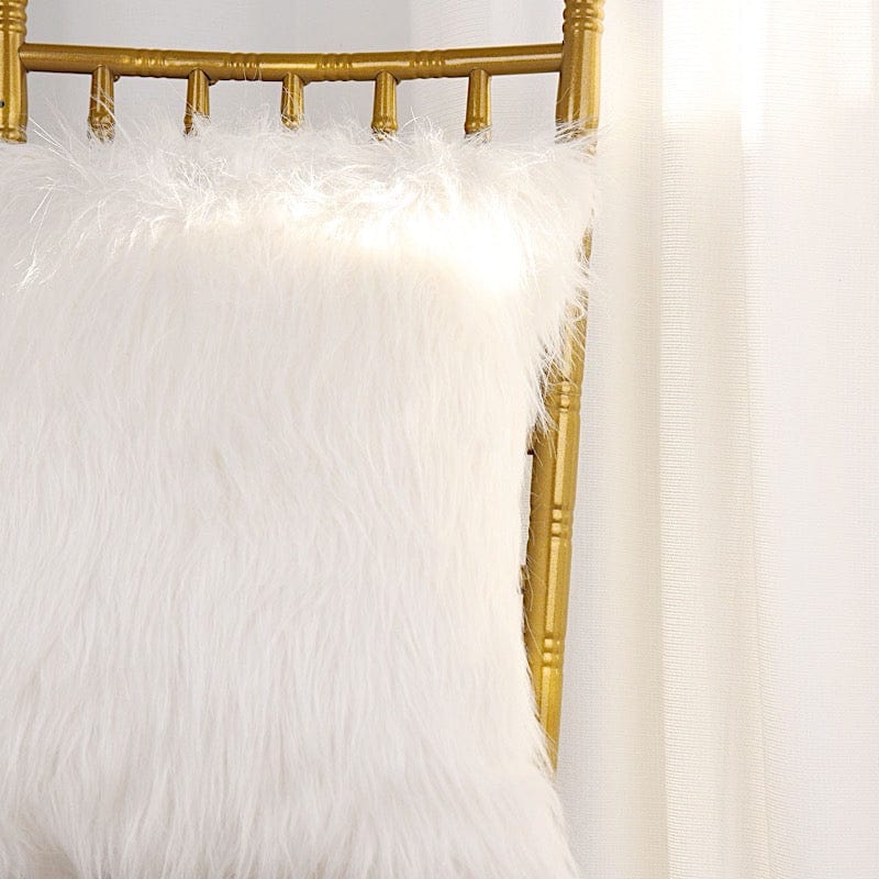 2 Fur 18" x 18" Square Sheepskin Throw Pillow Covers - White FURN_PLW_FUR01_18_WHT
