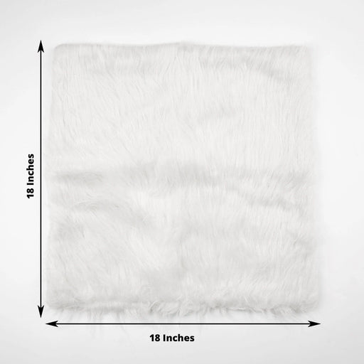2 Fur 18" x 18" Square Sheepskin Throw Pillow Covers - White FURN_PLW_FUR01_18_WHT
