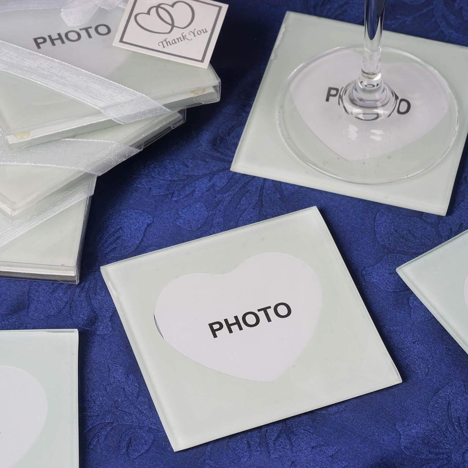 2 Glass Coasters with Heart Picture Frames in a Gift Box FAV_COAST02