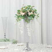2 Metal 28" tall Trumpet Vases with Acrylic Crystal Beads Table Centerpieces