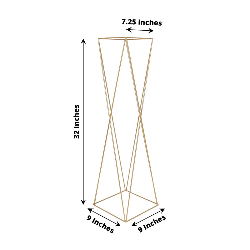 2 Metal 32" Crisscross Geometric Flower Stands Pedestals Centerpieces - Gold IRON_STND15_32_GOLD
