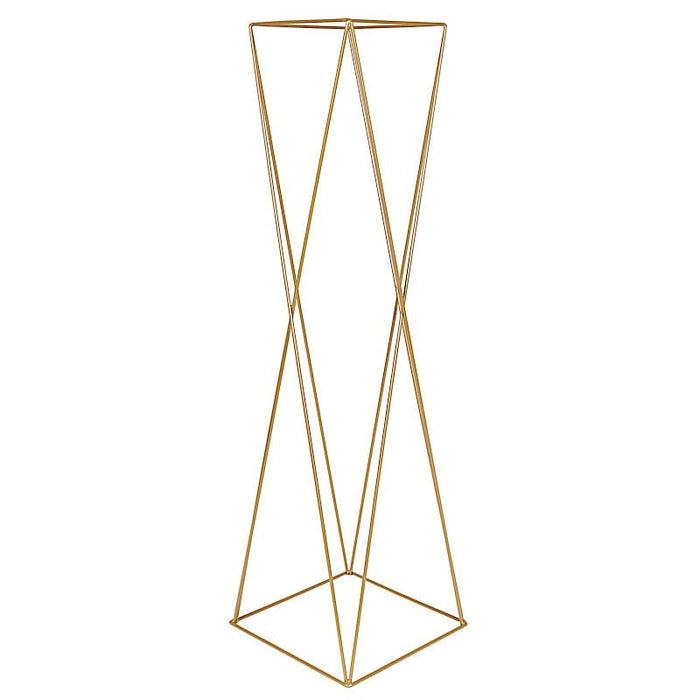 2 Metal 32" Crisscross Geometric Flower Stands Pedestals Centerpieces - Gold IRON_STND15_32_GOLD