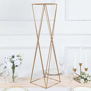 2 Metal 32" Crisscross Geometric Flower Stands Pedestals Centerpieces - Gold IRON_STND15_32_GOLD