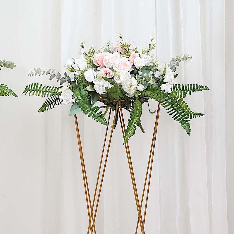 2 Metal 32" Crisscross Geometric Flower Stands Pedestals Centerpieces - Gold IRON_STND15_32_GOLD