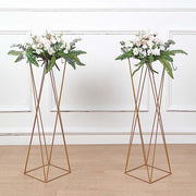 2 Metal 32" Crisscross Geometric Flower Stands Pedestals Centerpieces - Gold IRON_STND15_32_GOLD