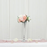2 Metal 32" tall Trumpet Vases with Acrylic Crystal Beads Table Centerpieces