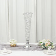 2 Metal 32" tall Trumpet Vases with Acrylic Crystal Beads Table Centerpieces