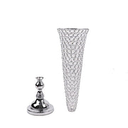 2 Metal 32" tall Trumpet Vases with Acrylic Crystal Beads Table Centerpieces