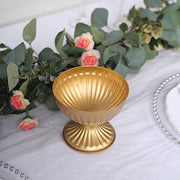 2 Metal 4" Ribbed Bowl Style Mini Compote Vases Flower Pots - Gold VASE_PB005_5_GOLD