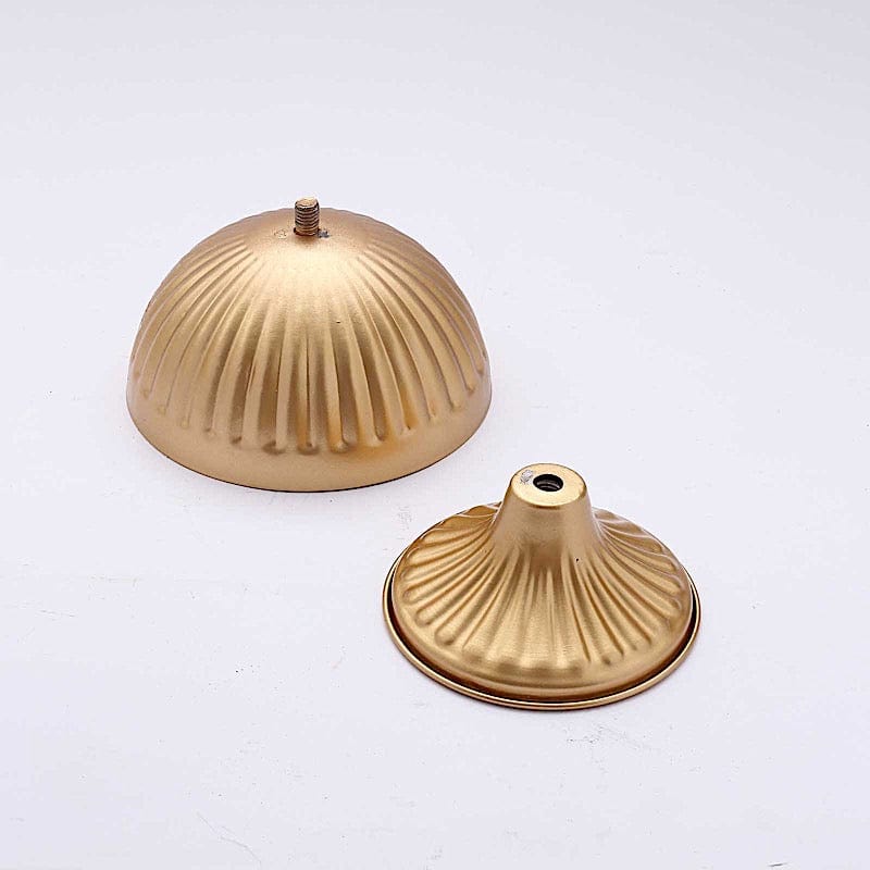 2 Metal 4" Ribbed Bowl Style Mini Compote Vases Flower Pots - Gold VASE_PB005_5_GOLD