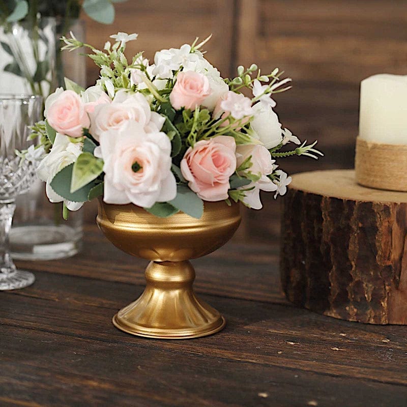 small rose gold plant pots 2 Gold 4 in Mini Compote Vases Wine Goblet Style Flower Pedestals Pots