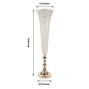2 Metal 40" tall Trumpet Vases with Acrylic Crystal Beads Table Centerpieces