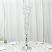 2 Metal 40" tall Trumpet Vases with Acrylic Crystal Beads Table Centerpieces