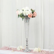 2 Metal 40" tall Trumpet Vases with Acrylic Crystal Beads Table Centerpieces