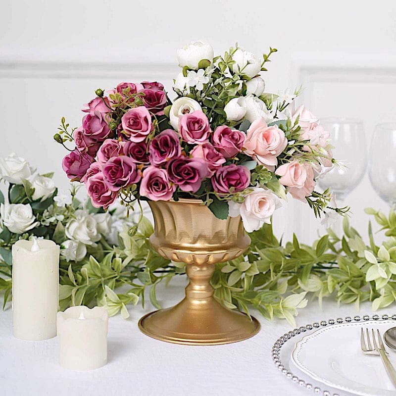 2 Metal 6" Roman Style Mini Compote Vases Flower Pots - Gold VASE_PB002_6_GOLD