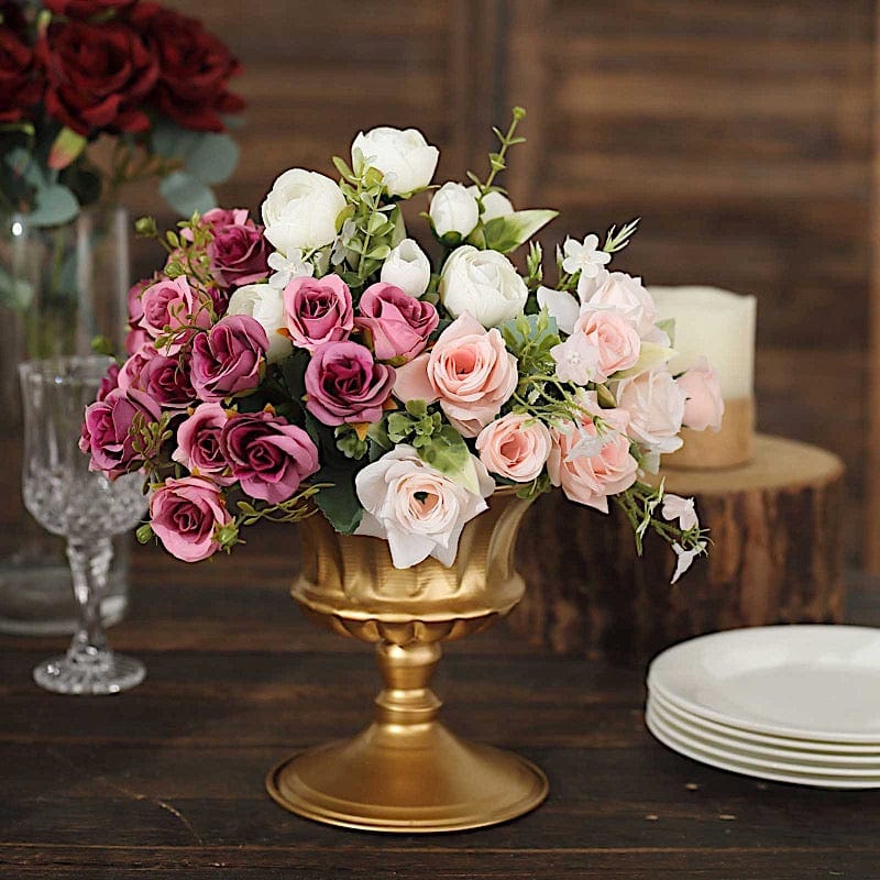 2 Metal 6" Roman Style Mini Compote Vases Flower Pots - Gold VASE_PB002_6_GOLD