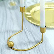 2 Metal Geometric Taper Candle Holders with Horseshoe Base - Gold IRON_CAND_TP005_GOLD