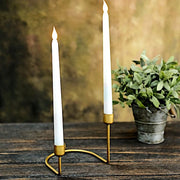 2 Metal Geometric Taper Candle Holders with Horseshoe Base - Gold IRON_CAND_TP005_GOLD