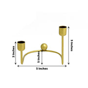 2 Metal Geometric Taper Candle Holders with Horseshoe Base - Gold IRON_CAND_TP005_GOLD